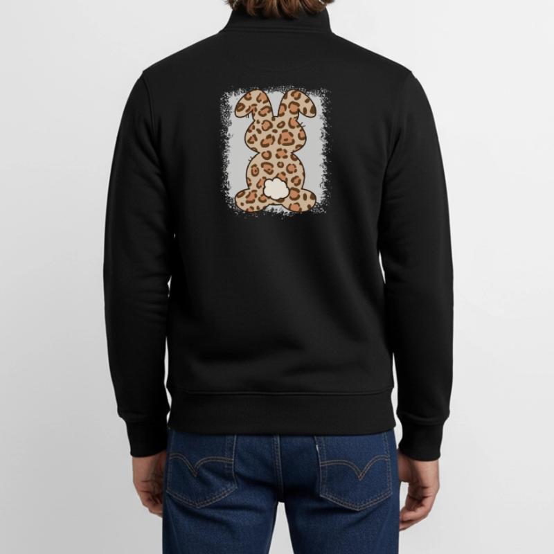 Leopard Print Bleached Easter Unisex Organic Zip Sweatshirt by Stanley/Stella