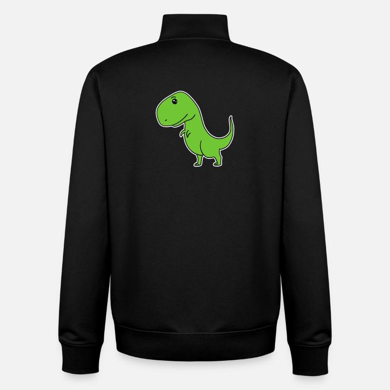Dinosaure Vert - Sweat zippé unisexe en coton bio Stanley/Stella - noir