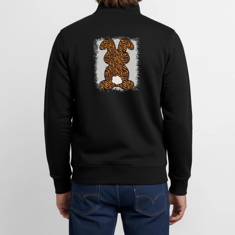 Tiger Pattern Rabbit Bleached Easter Unisex Organic Zip Sweatshirt by Stanley/Stella