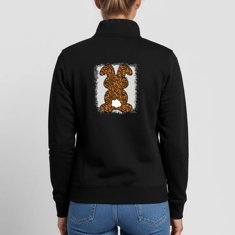 Tiger Pattern Rabbit Bleached Easter Unisex Organic Zip Sweatshirt by Stanley/Stella