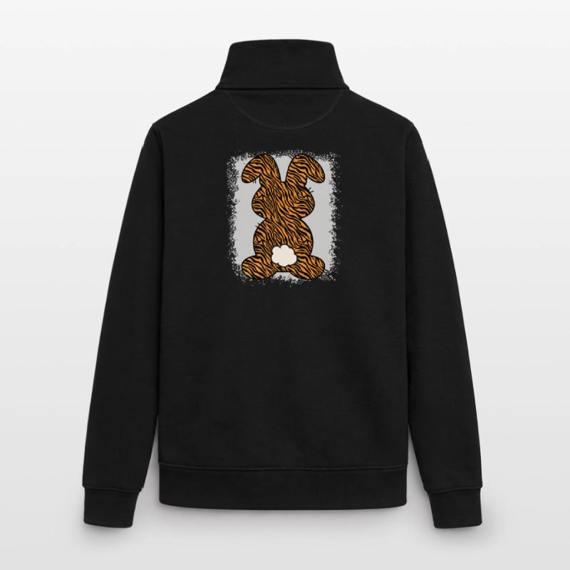 Tiger Pattern Rabbit Bleached Easter Unisex Organic Zip Sweatshirt by Stanley/Stella