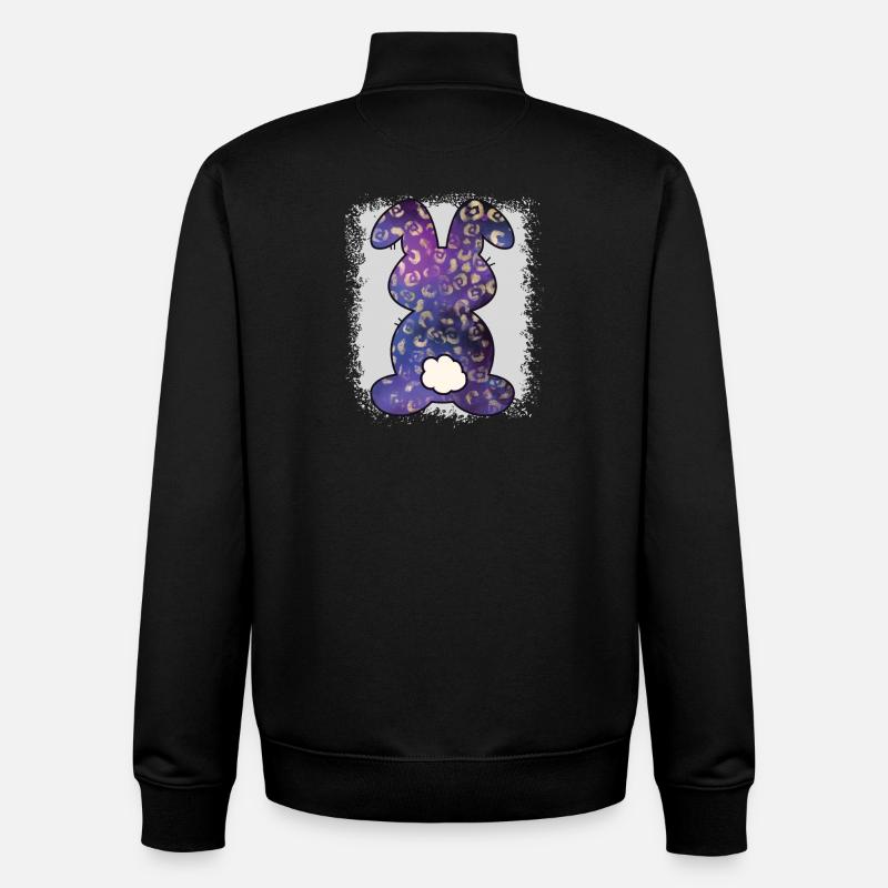 Imprimé léopard lapin blanchi Pâques - Sweat zippé unisexe en coton bio Stanley/Stella - noir