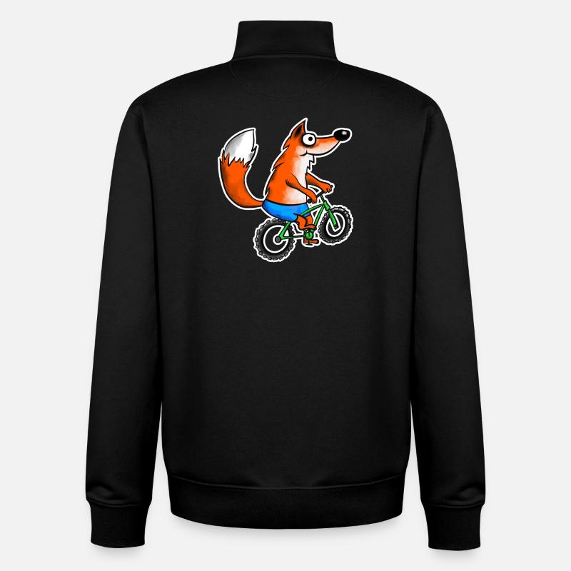 Renard avec VTT - Sweat zippé unisexe en coton bio Stanley/Stella - noir