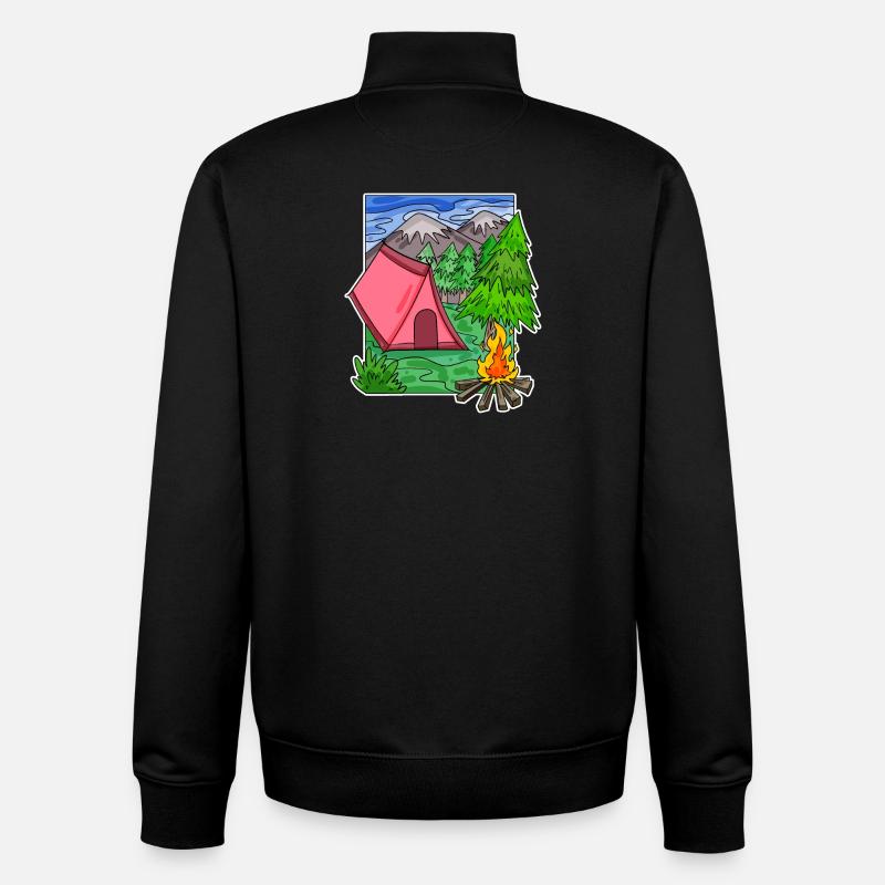 Camping Camping Motif - Sweat zippé unisexe en coton bio Stanley/Stella - noir