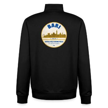 Insigne vintage Bari Skyline - Sweat zippé unisexe en coton bio Stanley/Stella - noir - Dos - AI Model Male 185 light (185cm)