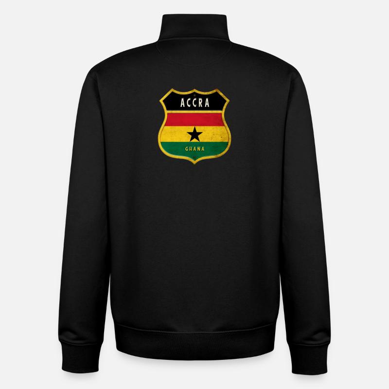 Design du drapeau d'Accra - Sweat zippé unisexe en coton bio Stanley/Stella - noir