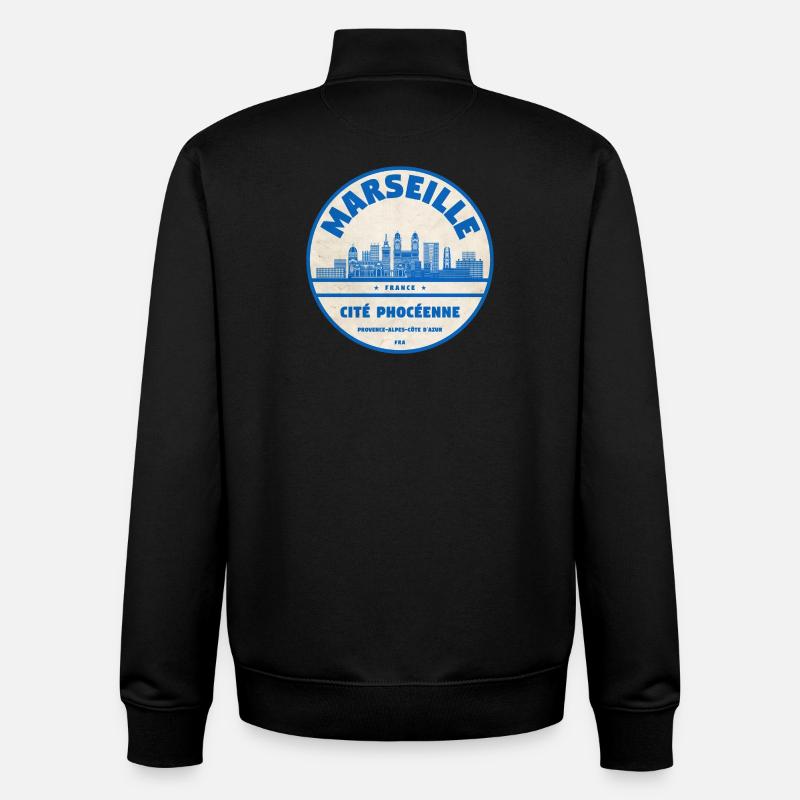 Marseille - Sweat zippé unisexe en coton bio Stanley/Stella - noir