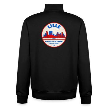 Lille Skyline Retro Abzeichen - Unisex Organic Zip Sweatshirt von Stanley/Stella - Schwarz - Hinten - AI Model Male 185 light (185cm)