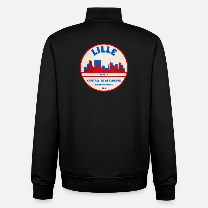 Lille Skyline Retro Abzeichen - Unisex Organic Zip Sweatshirt von Stanley/Stella - Schwarz