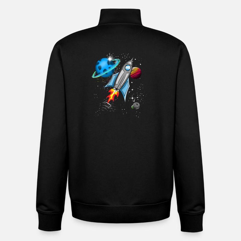 Fusée dans l’espace - Sweat zippé unisexe en coton bio Stanley/Stella - noir