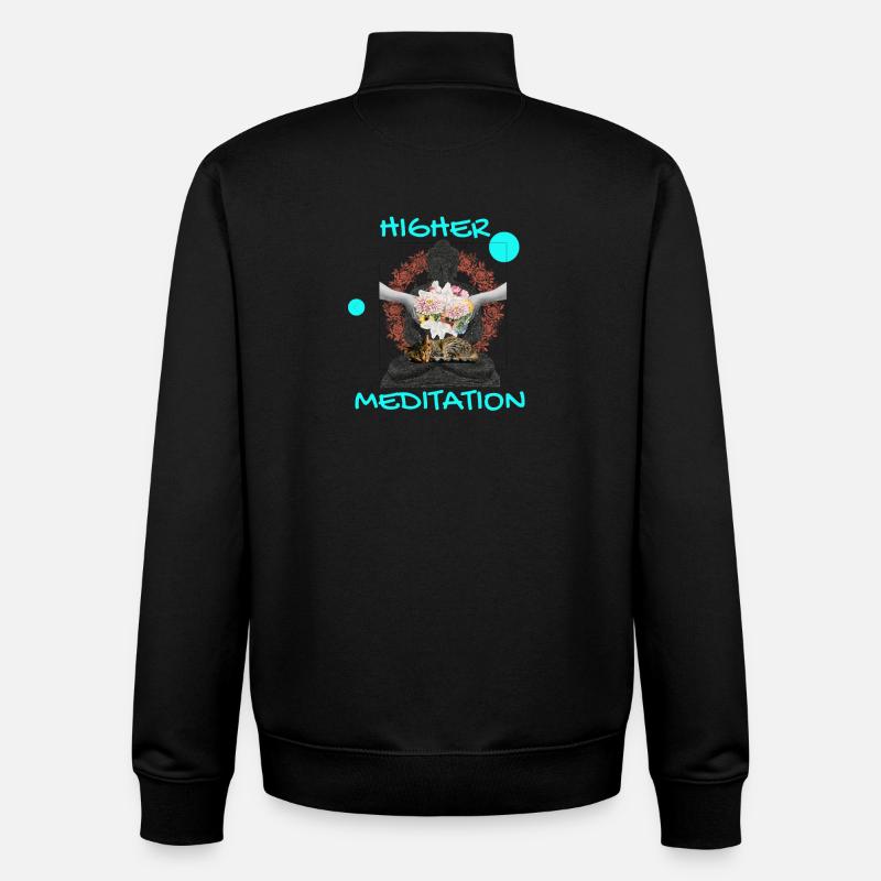 Höheres Meditation-Buddha mit Blumen - Unisex Organic Zip Sweatshirt von Stanley/Stella - Schwarz