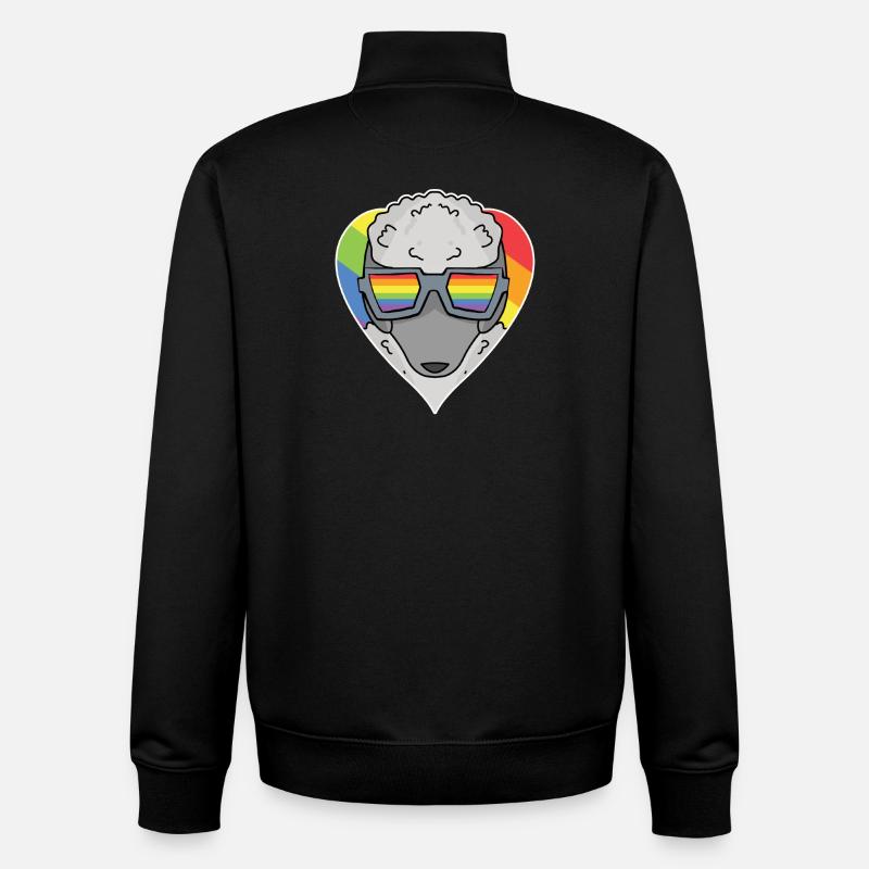 Arc-en-ciel - Chien avec lunettes - Caniche - Sweat zippé unisexe en coton bio Stanley/Stella - noir