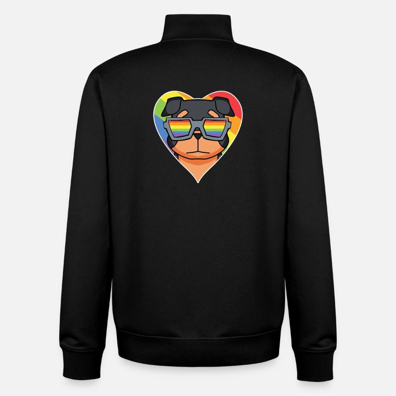 Arc-en-ciel - Chien à lunettes - Rottweiler - Sweat zippé unisexe en coton bio Stanley/Stella - noir
