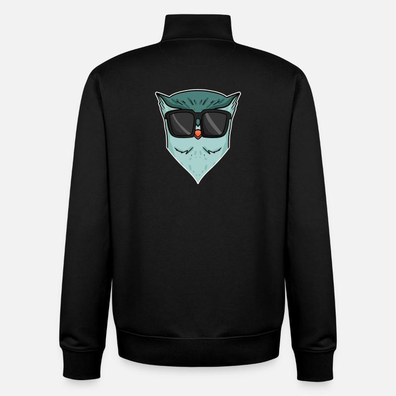 Owl with sunglasses - Unisex Organic Zip Sweatshirt by Stanley/Stella - black