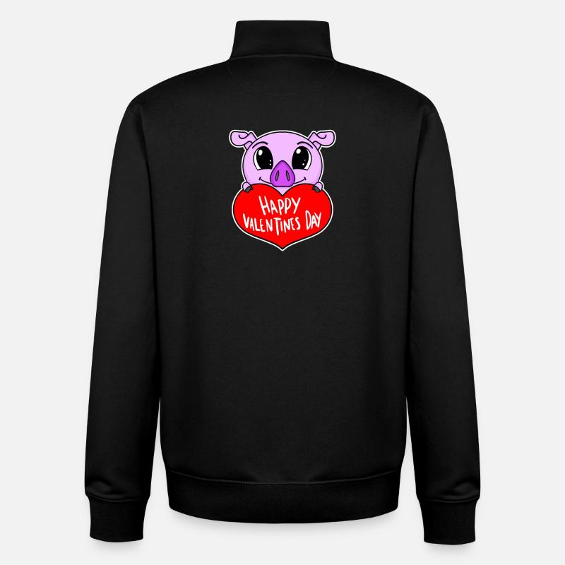 Valentine's Day Heart Pig - Unisex Organic Zip Sweatshirt by Stanley/Stella - black