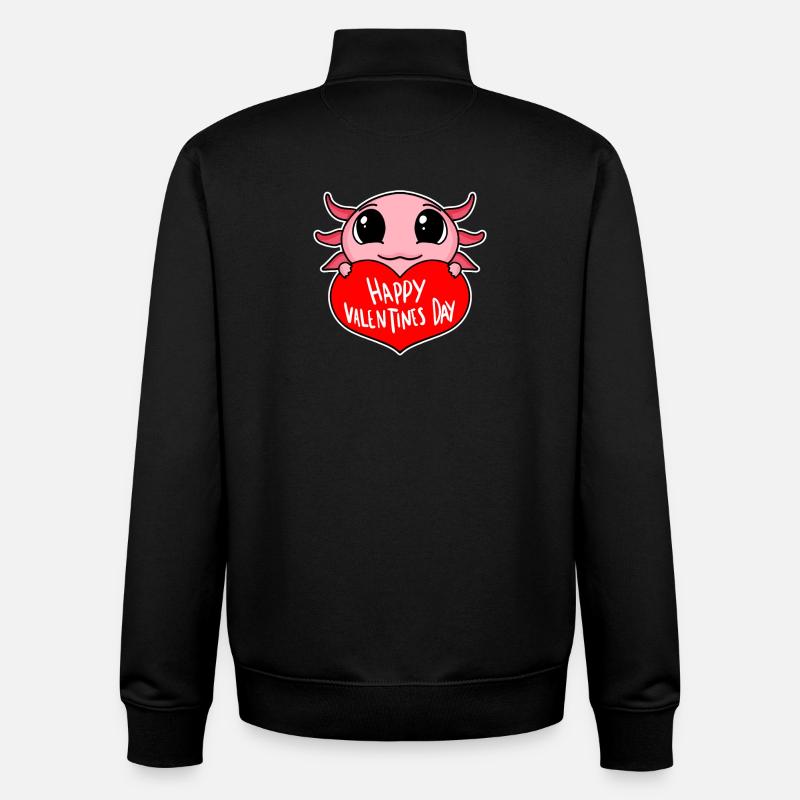 Saint-Valentin Heart Axolotl - Sweat zippé unisexe en coton bio Stanley/Stella - noir