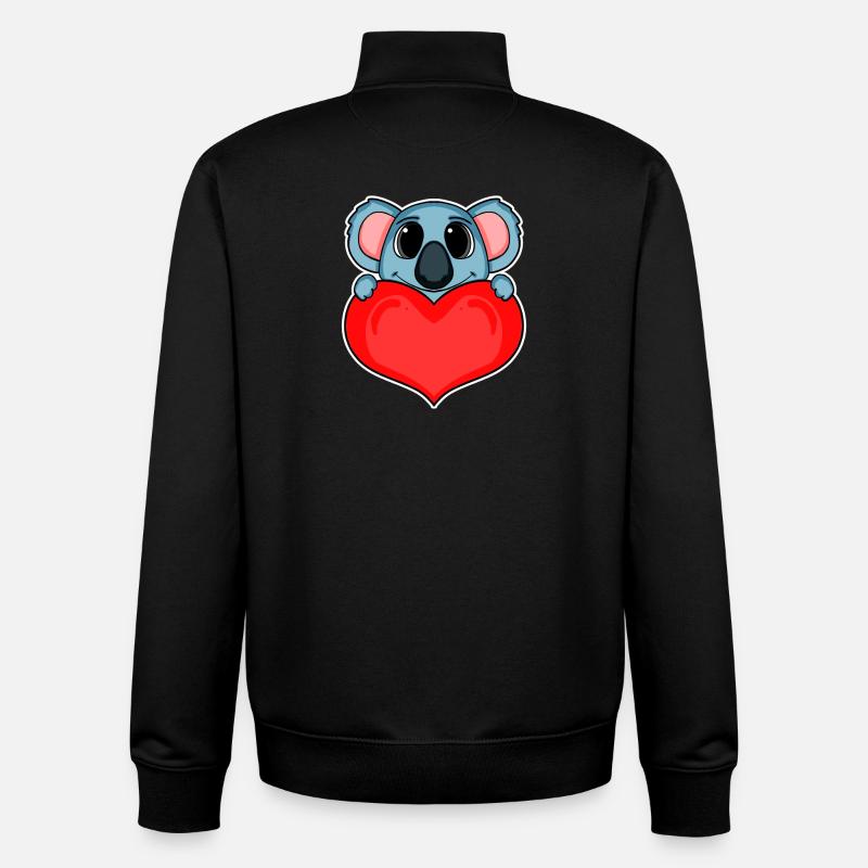 Koala avec cœur - Amour romantique - Sweat zippé unisexe en coton bio Stanley/Stella - noir