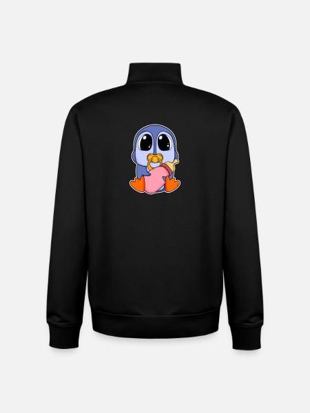 Motif Bébé Pingouin - Sweat zippé unisexe en coton bio Stanley/Stella - noir