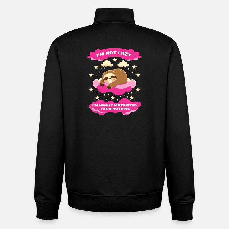 I'm Not Lazy Sloth Motivational Design - Unisex Organic Zip Sweatshirt by Stanley/Stella - black