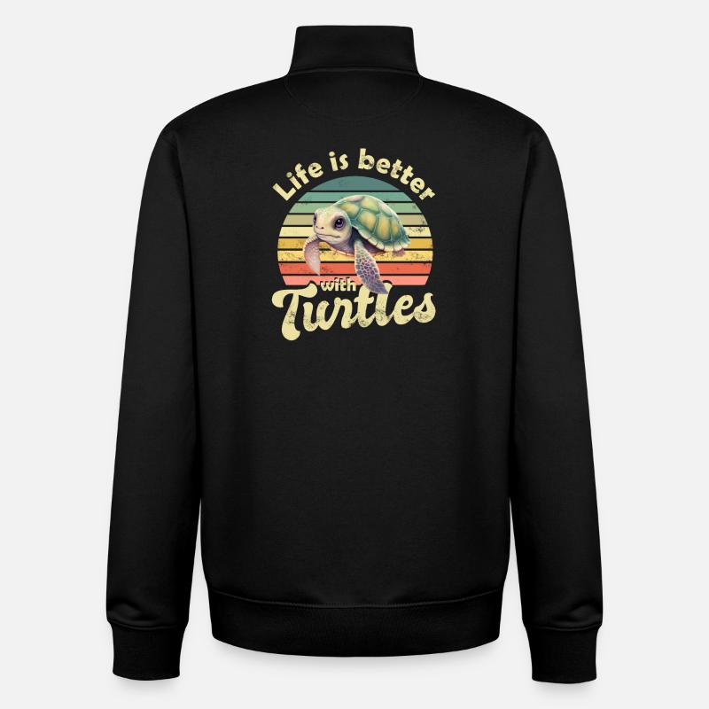 Tortue de mer - Sweat zippé unisexe en coton bio Stanley/Stella - noir