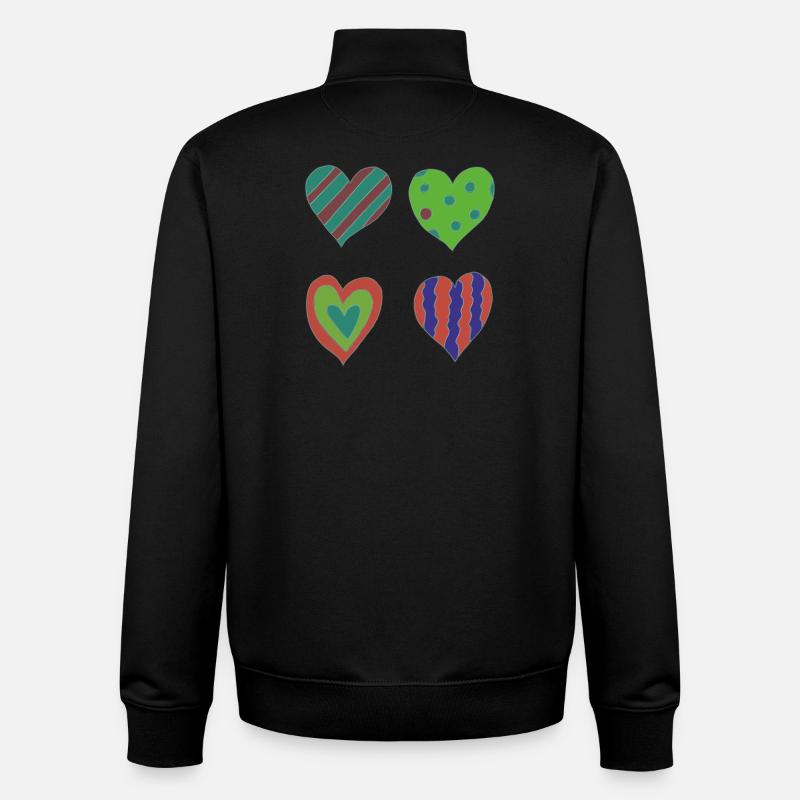 Variation cardiaque - Sweat zippé unisexe en coton bio Stanley/Stella - noir