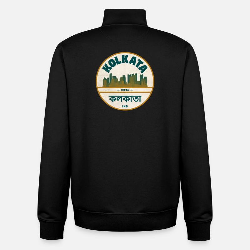Kolkata Skyline Abzeichen - Unisex Organic Zip Sweatshirt von Stanley/Stella - Schwarz