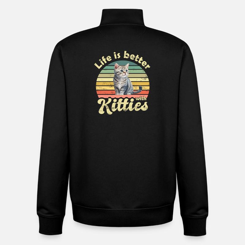Katze Katzen - Unisex Organic Zip Sweatshirt von Stanley/Stella - Schwarz