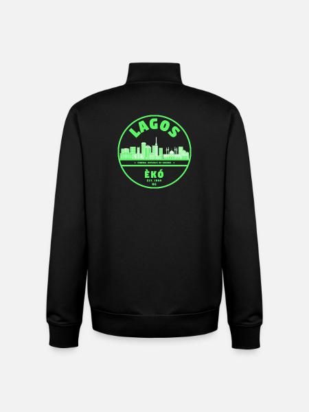 Lagos Neon Skyline Green - Unisex Organic Zip Sweatshirt by Stanley/Stella - black