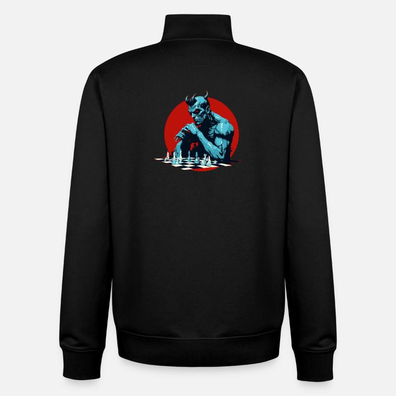 Dämon beim Schachspielen - Unisex Organic Zip Sweatshirt von Stanley/Stella - Schwarz