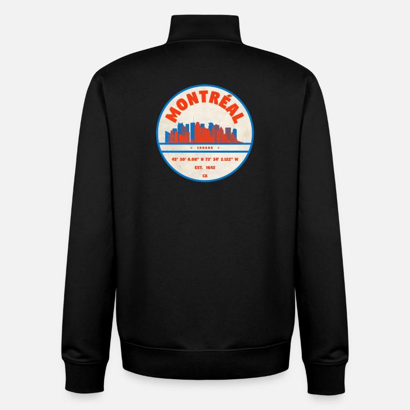 Montréal Canada Skyline Emblem Design - Unisex Organic Zip Sweatshirt by Stanley/Stella - black