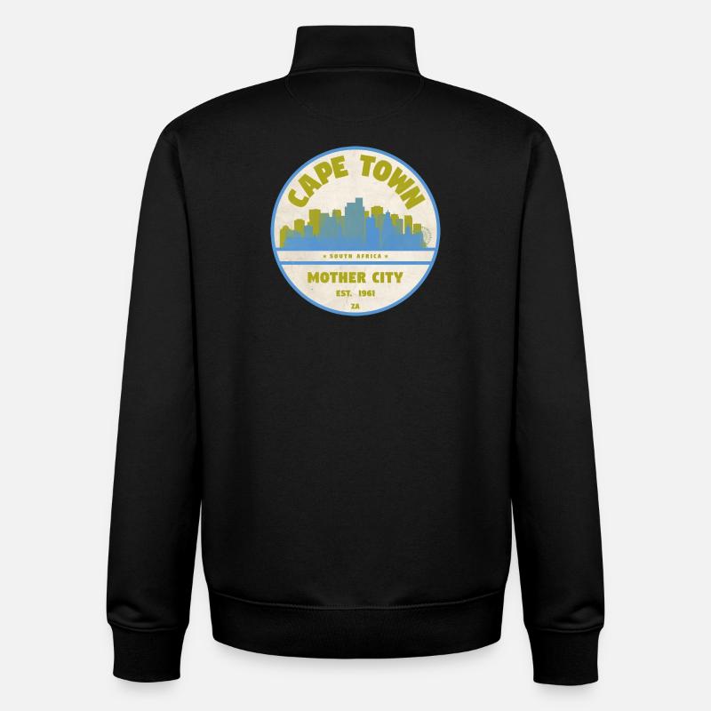 Emblème vintage de la Skyline du Cap - Sweat zippé unisexe en coton bio Stanley/Stella - noir