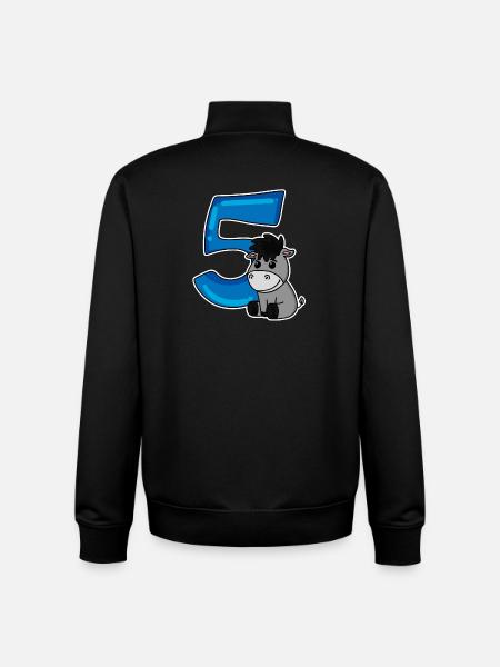 5 år - 5 års fødselsdag med dyremotiv - Stanley/Stella unisex sweatshirt med lynlås i økologisk - sort