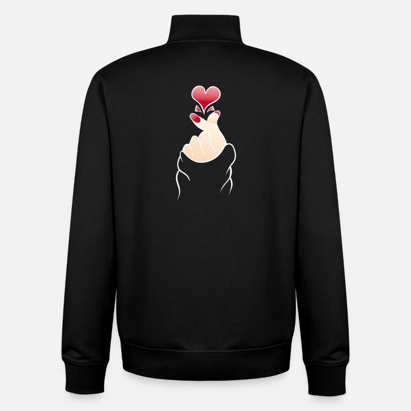 Finger Heart Snap K Pop - Sweat zippé unisexe en coton bio Stanley/Stella - noir