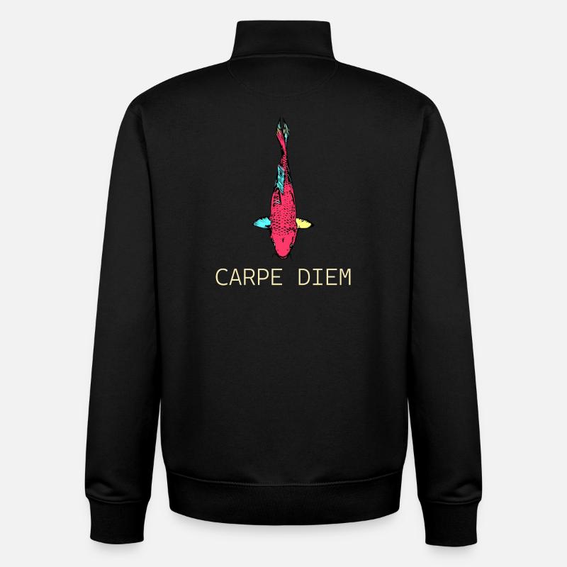 Neon Koi Carpe Diem - Sweat zippé unisexe en coton bio Stanley/Stella - noir