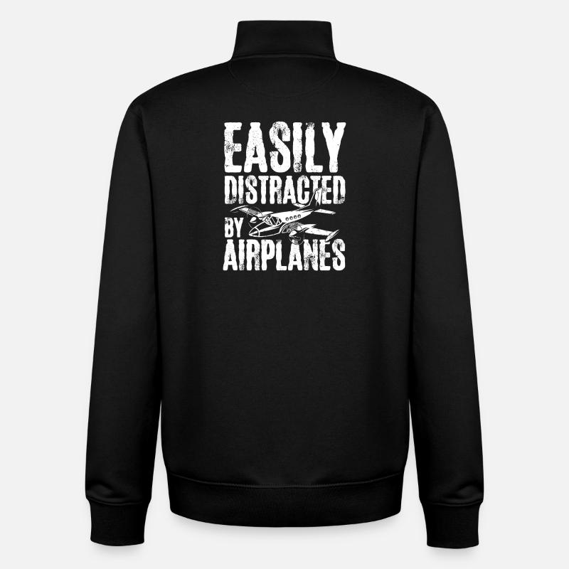 Easily distracted by airplanes - Unisex Organic Zip Sweatshirt von Stanley/Stella - Schwarz