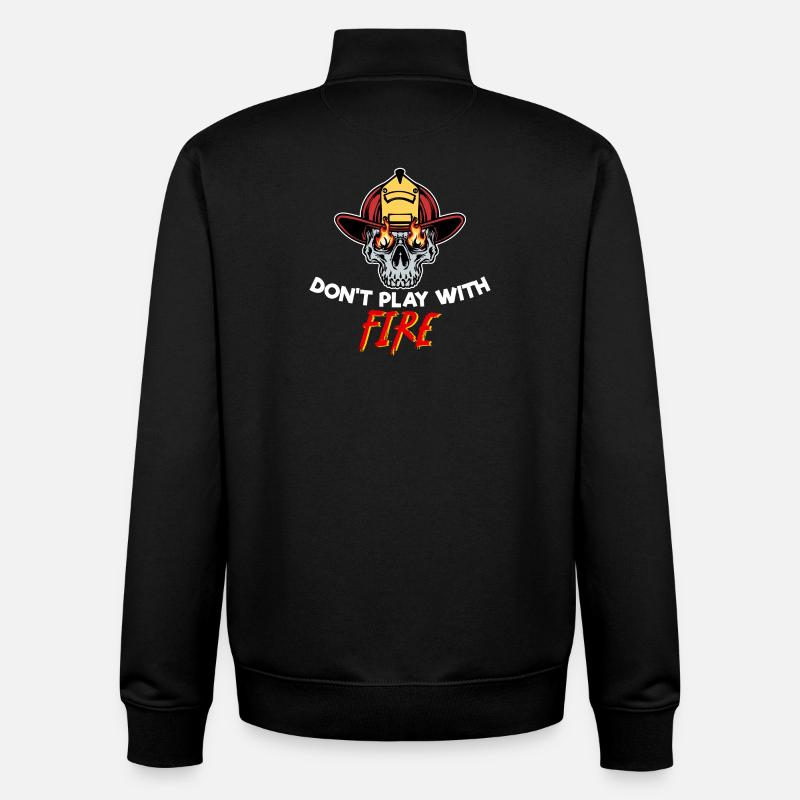 Fire Statement Firefighter Helmet Burning - Unisex Organic Zip Sweatshirt by Stanley/Stella - black