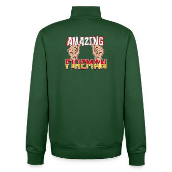 Brandschutz Feuerwehr Statement Feuerwehrmann - Unisex Organic Zip Sweatshirt von Stanley/Stella - Flaschengrün - Hinten - AI Model Male 185 dark (185cm)