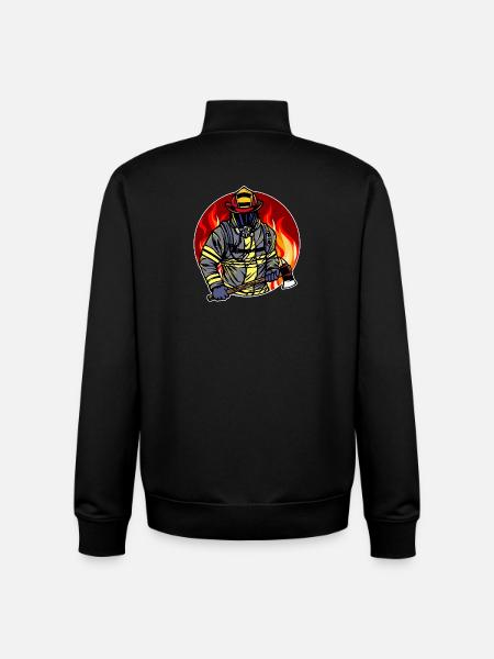 Burning Firefighter Firefighter Fire Lifesaver - Unisex Organic Zip Sweatshirt by Stanley/Stella - black