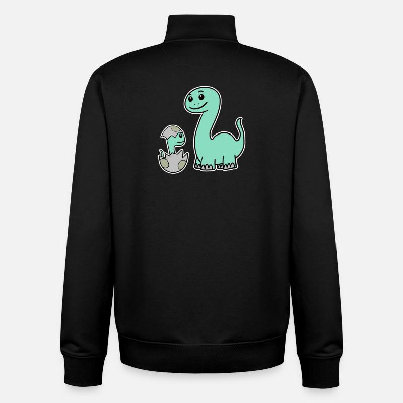 Dinosaurier mit Baby Dinosaurier - Unisex Organic Zip Sweatshirt von Stanley/Stella - Schwarz