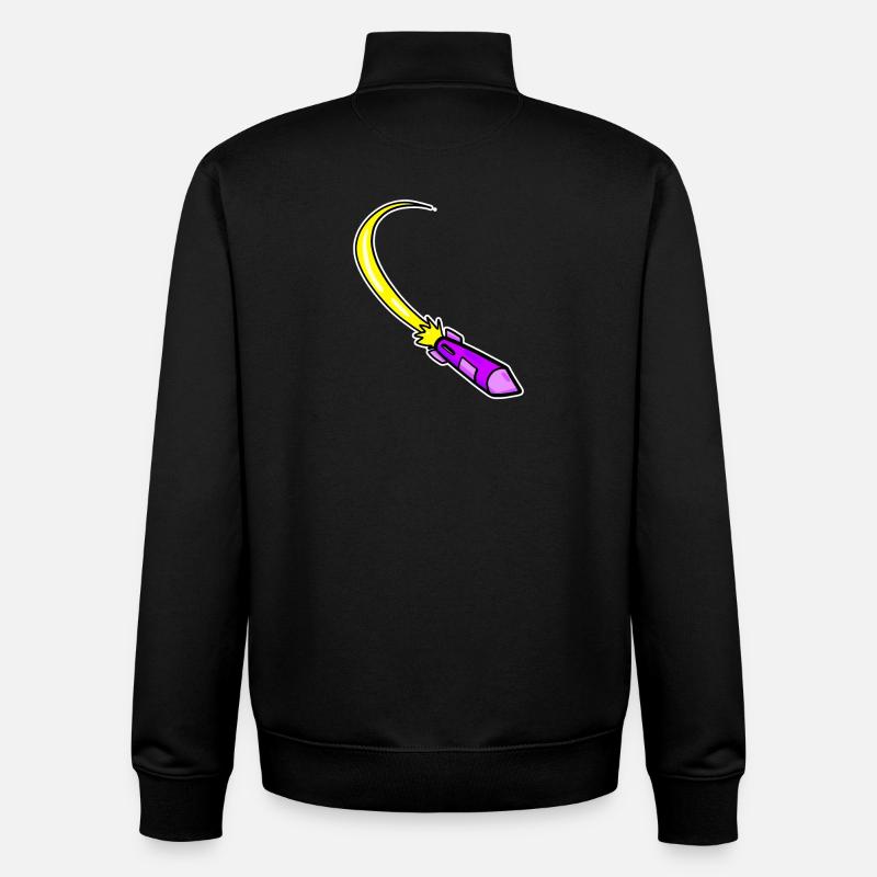 Fusée violette - Sweat zippé unisexe en coton bio Stanley/Stella - noir
