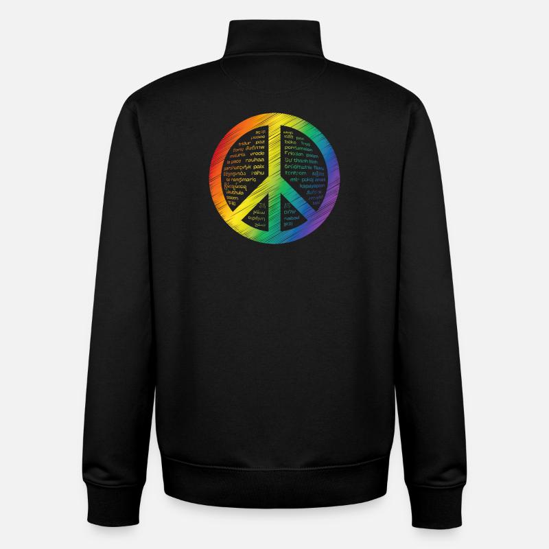 Leuchtendes Friedenszeichen - Unisex Organic Zip Sweatshirt von Stanley/Stella - Schwarz
