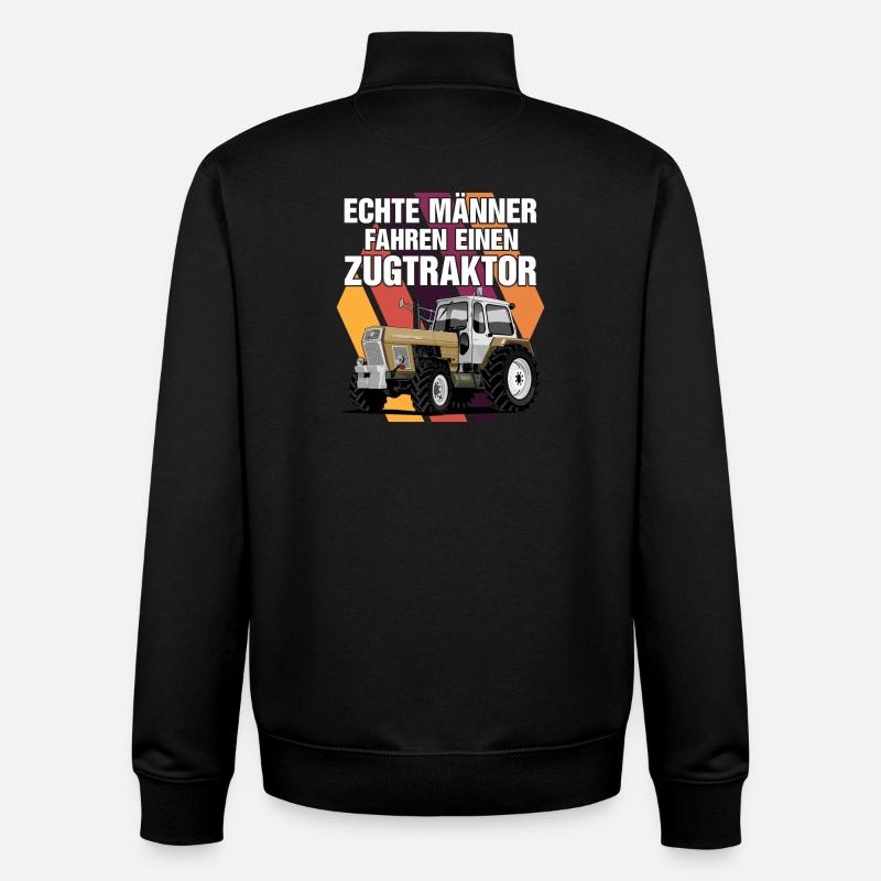 Echte Männer Zugtraktor - Unisex Organic Zip Sweatshirt von Stanley/Stella - Schwarz
