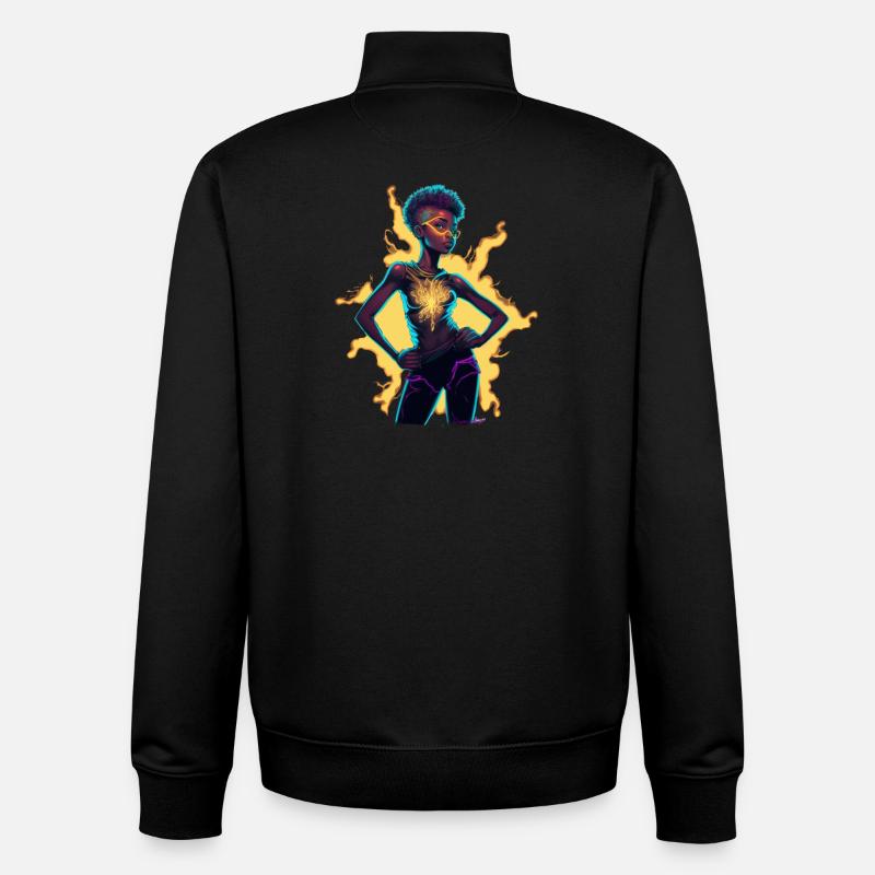 Figurine de conscience d’énergie lumineuse - Sweat zippé unisexe en coton bio Stanley/Stella - noir
