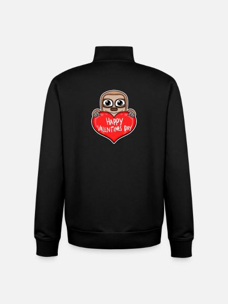 Valentine's Day Heart Sloth - Unisex Organic Zip Sweatshirt by Stanley/Stella - black