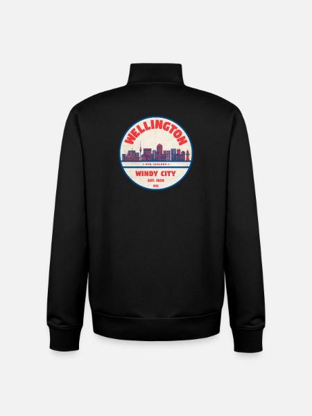 Wellington Windy City Skyline - Unisex Organic Zip Sweatshirt von Stanley/Stella - Schwarz