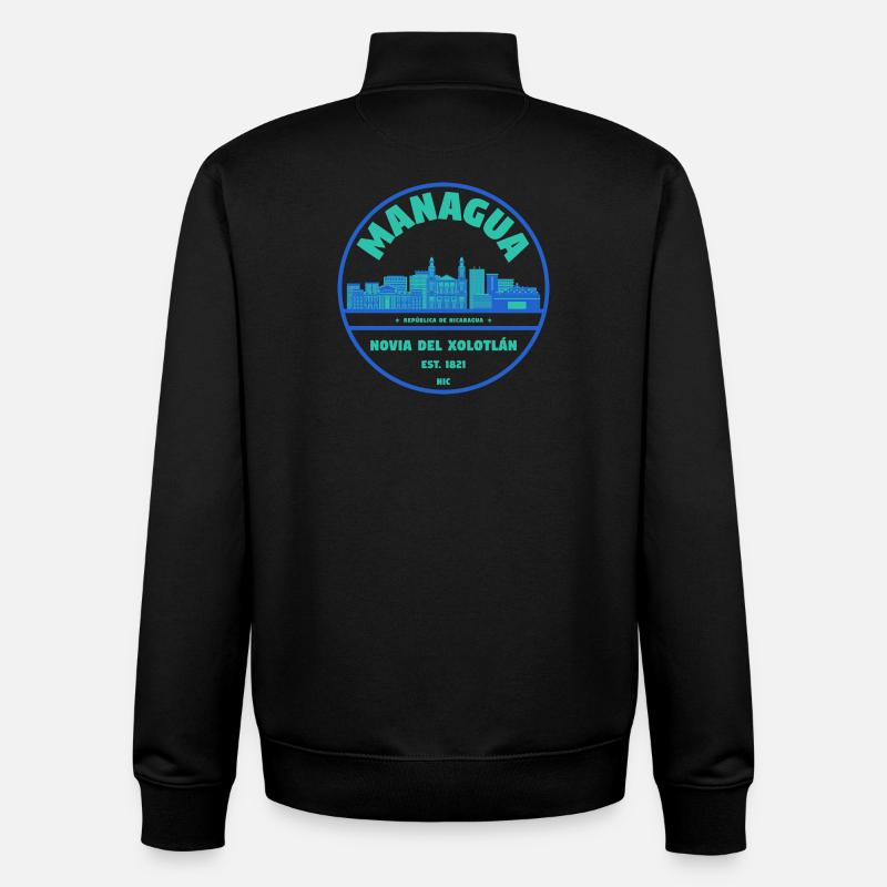 Insigne de Managua Nicaragua - Sweat zippé unisexe en coton bio Stanley/Stella - noir