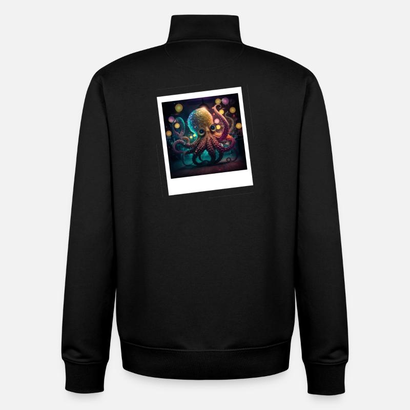 Octopus Octopus Neon dancing in the night - Unisex Organic Zip Sweatshirt by Stanley/Stella - black