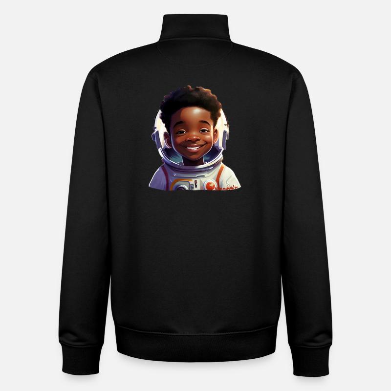 Junge Astronautin Mit Strahlen - Unisex Organic Zip Sweatshirt von Stanley/Stella - Schwarz