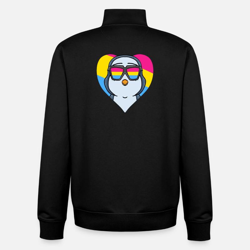 Pansexual Penguin Heart Cadeau - Sweat zippé unisexe en coton bio Stanley/Stella - noir