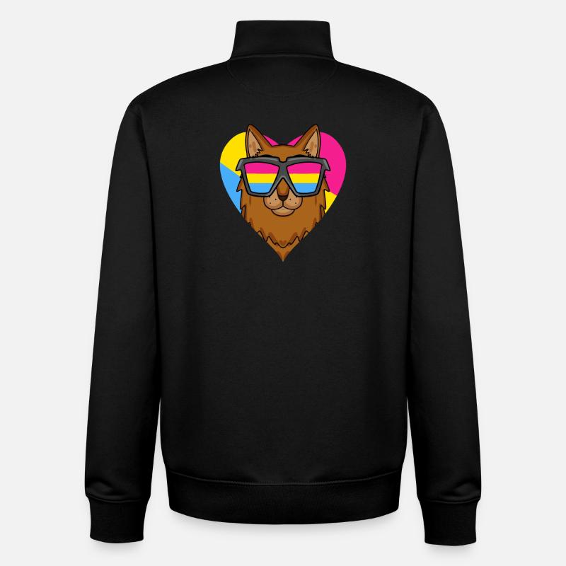 Pansexual Cat Somali Heart Gift - Sweat zippé unisexe en coton bio Stanley/Stella - noir